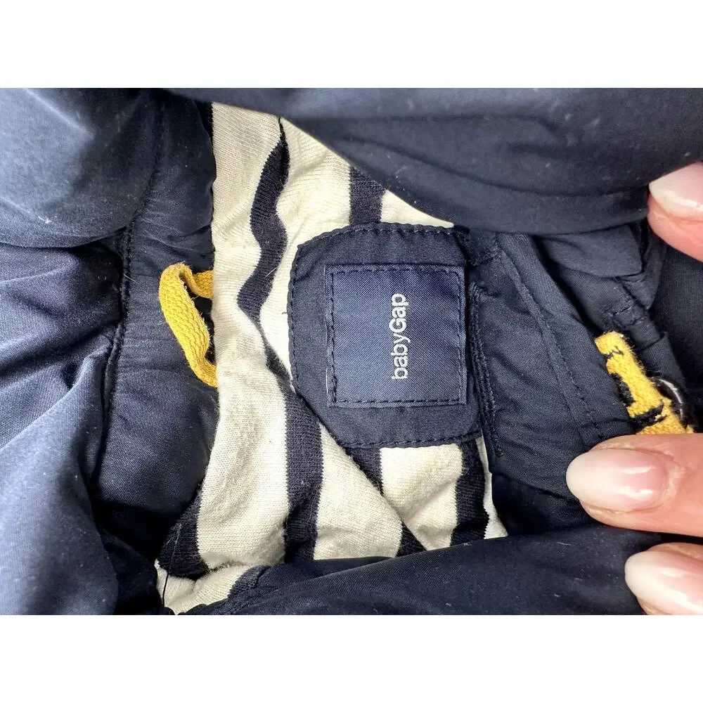 Gap Baby Sz: 6-12 Mo. Jacket Nautical Navy Blue Pea Coat Puffer Removable Hood